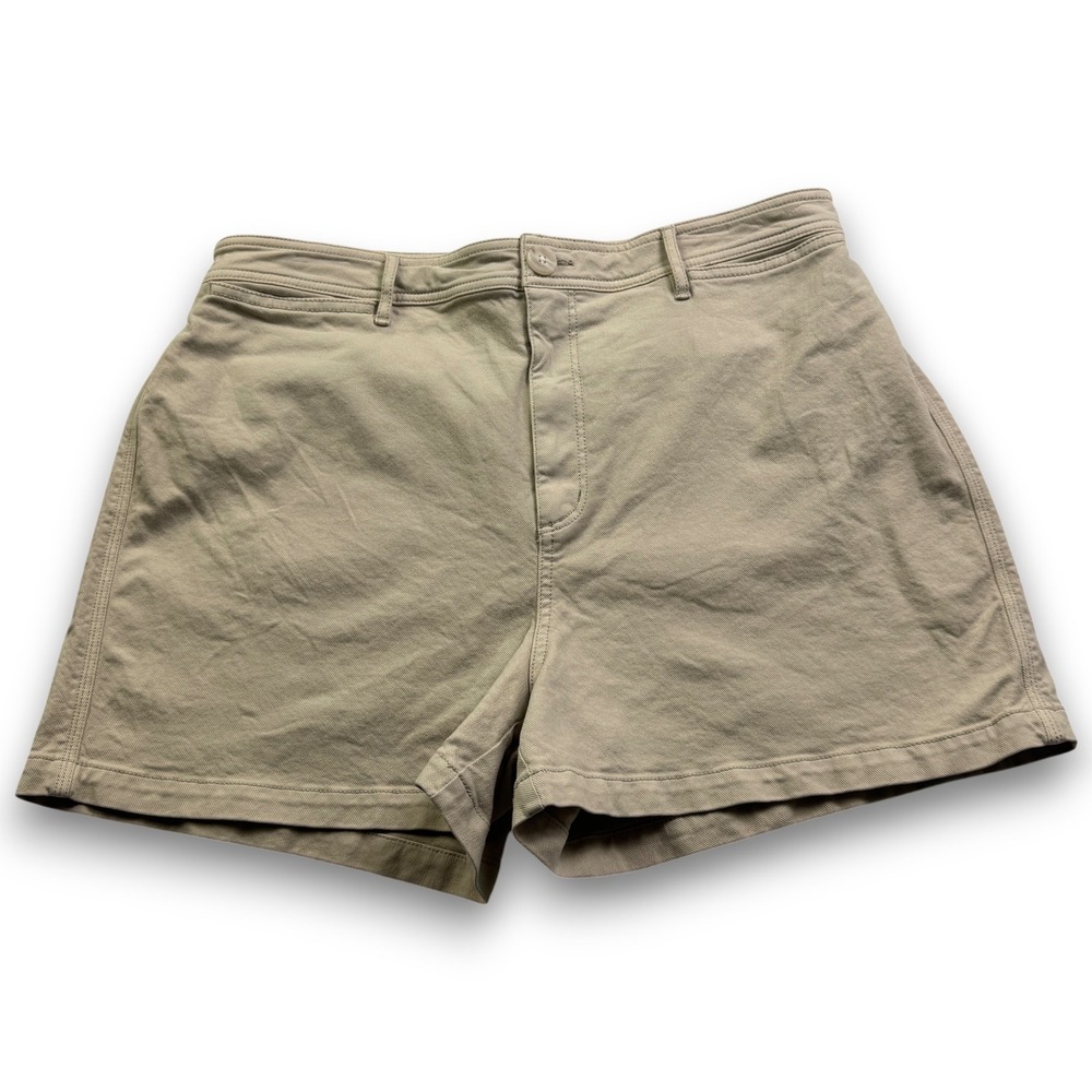 LOFT Women Khaki Beige High Rise Cotton Twill Utility Shorts size 14 561162 SU21